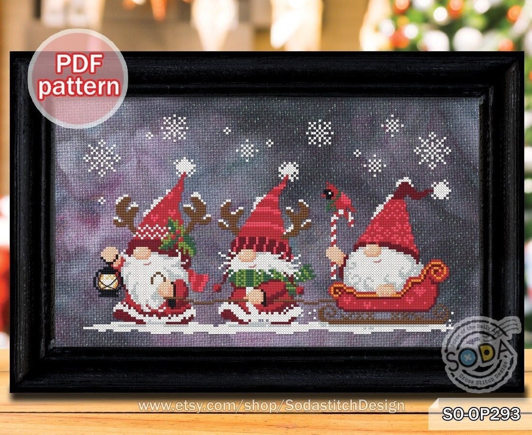 Cross Stitch Pattern Pdf Fairy Elf Pixie Winter Modern, SO-OP293 'gnome ...