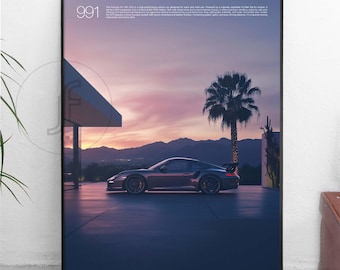 Porsche 911 991 Print, Minimal Porsche Poster, Car Poster, Porsche Fan Gift, Minimal Wall Decor, Automotive Artwork, Petrolhead Gift