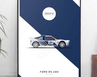 Ford RS200 - GROUP B Legends - prints A4/A3/A2/A1 - digital poster / work / wall art / gift / racing / christmas / rally gift wrc / classic