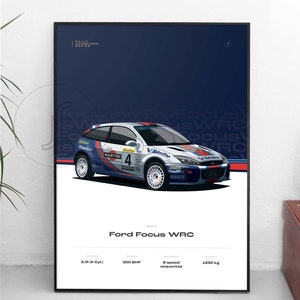 Ford Focus WRC (Colin McRae) poster - All sizes A4-B1! rally artwork, wrc, petrolhead, racing poster, wrc poster, car art, automotive design