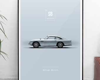 World Paint Colours - Aston Martin DB5 - Silver Birch - All sizes! poster / wall decor / art / colors / car / minimal / automotive / racing