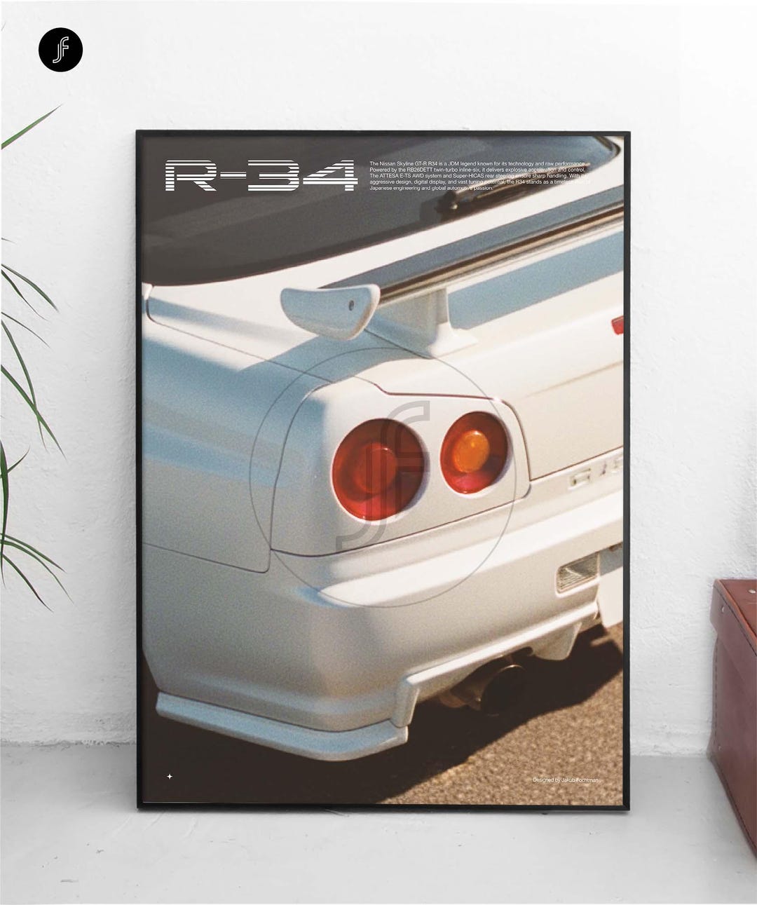 Car Bulprint Gt R R34 Nissan GT-R R34 Poster, Minimal JDM Print, Car Poster, Tuning Poster ...