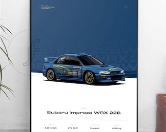 Subaru Impreza WRX 22B Poster - All Sizes A4-B1! Rally Artwork