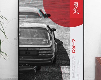 JDM Mazda RX-7 Mk2 - All sizes A4-B1! jdm poster / wangan / japan / import car / japanese / cars / petrolhead / art / racing / street race