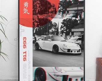 Porsche RWB 911 930 JDM - ¡Todos los tamaños A4-B1! Póster JDM / Wangan / Japón / coche de importación / japonés / coches / aficionado a los coches / carreras / carreras callejeras