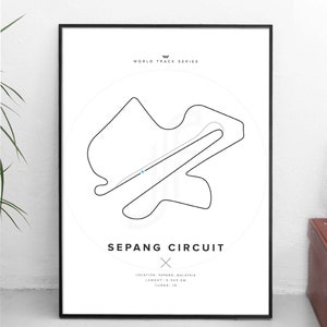 Sepang Circuit - WORLD TRACK SERIES - Alle Größen! - digitales Poster / Arbeit / Wall Art / Geschenk / Rennen / F1 / formule1 / Strecke / Weihnachten
