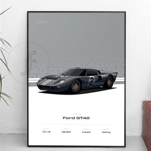 Ford GT40 (Le Mans) poster - All size A4-B1! racing artwork, wrc, petrolhead, racing poster, le mans poster, car art, automotive design