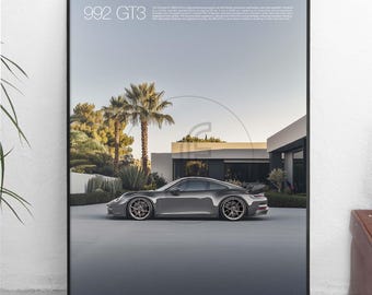 Porsche 911 992 GT3 Print, Minimal Porsche Poster, Car Poster, Porsche Fan Gift, Minimal Wall Decor, Automotive Artwork, Petrolhead Gift