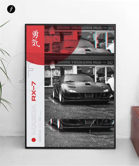 JDM - Mazda RX-7 - All sizes A4-B1! jdm poster / wangan / japan / import / japanese / cars / petrolhead / art / racing / street race