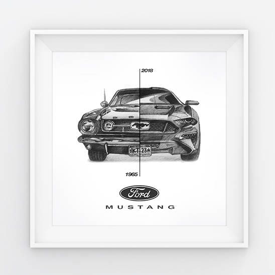 Ford Mustang 1965/2018 Poster 3 Square Print Pencil - Etsy