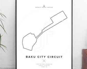 Baku City Circuit - WORLD TRACK SERIES - All sizes! - racing poster / work / wall art / gift / art / f1 / decor / christmas / gift for him