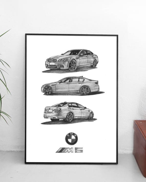 Buy BMW M5 2014 Poster 4 Print A3/A2 Pencil Work, Handmade / Wall Art / Car  Gift / BMW Gift Online in India 