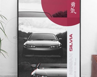 Nissan Silvia JDM - ¡Todos los tamaños A4-B1! Póster JDM / Wangan / Japón / coche de importación / japonés / coches / aficionado a los motores / carreras / carreras callejeras / horizonte