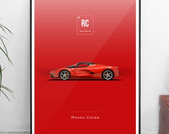 World Paint Colours - Ferrari 812 Superfast - Rosso Fiorano - All sizes! poster / wall decor / art / colors / car / minimal / automotive red