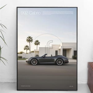 Porsche 911 992 Cabrio Print, Minimal Porsche Poster, Car Poster, Porsche Fan Gift, Minimal Wall Decor, Automotive Artwork, Petrolhead Gift