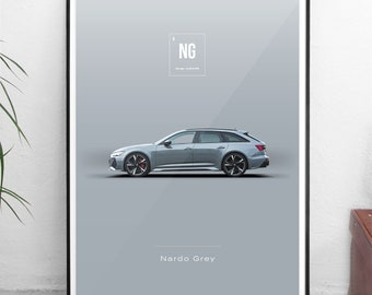 World Paint Colours - Audi RS6 - Nardo Gray - All sizes! poster / wall decor / art / colors / car / minimal / automotive / racing / grey