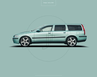Volvo V70R Flash Green - ¡Todos los tamaños! cartel / decoración de pared / arte / colores / coche / minimalista / automotriz / de