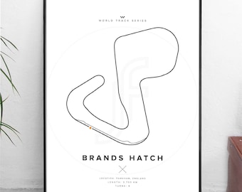 Brands Hatch - WORLD TRACK SERIES #7 - prints A4/A3/A2/A1 - digital poster / work / wall art / gift / art / racing / f1 / formule1 / circuit