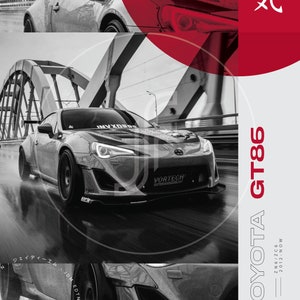JDM - Toyota GT86 - Tutte le taglie A4-B1! poster jdm / wangan / giappone / importazione / giapponese / auto / petrolhead / arte / corsa / corsa su strada