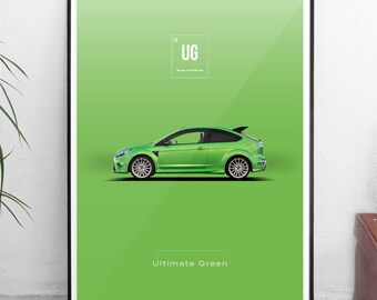 World Paint Colours - Ford Focus RS - Ultimate Green - All sizes! poster / wall decor / art / colors / car / minimal / automotive / usa / rs