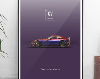 World Paint Colours - TVR Sagaris - Cascade Violet - All sizes! poster / wall decor / art / colors / car / minimal / automotive / purple /uk