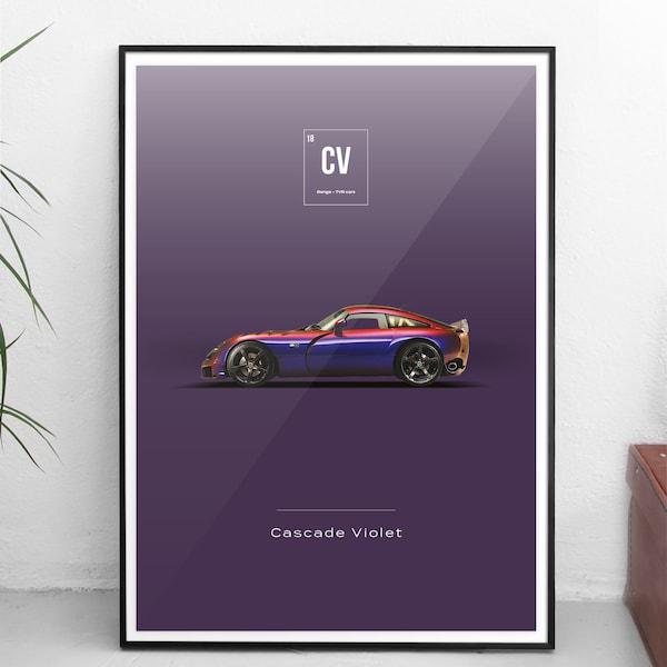 World Paint Colours - TVR Sagaris - Cascade Violet - All sizes! poster / wall decor / art / colors / car / minimal / automotive / purple /uk