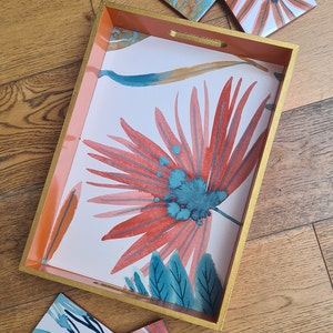 Painted and decoupaged tray edged with Guild Lane GILD Gold.  One coat gives solid coverage and amazing shine.  Available from Shel's Shabby Chic.