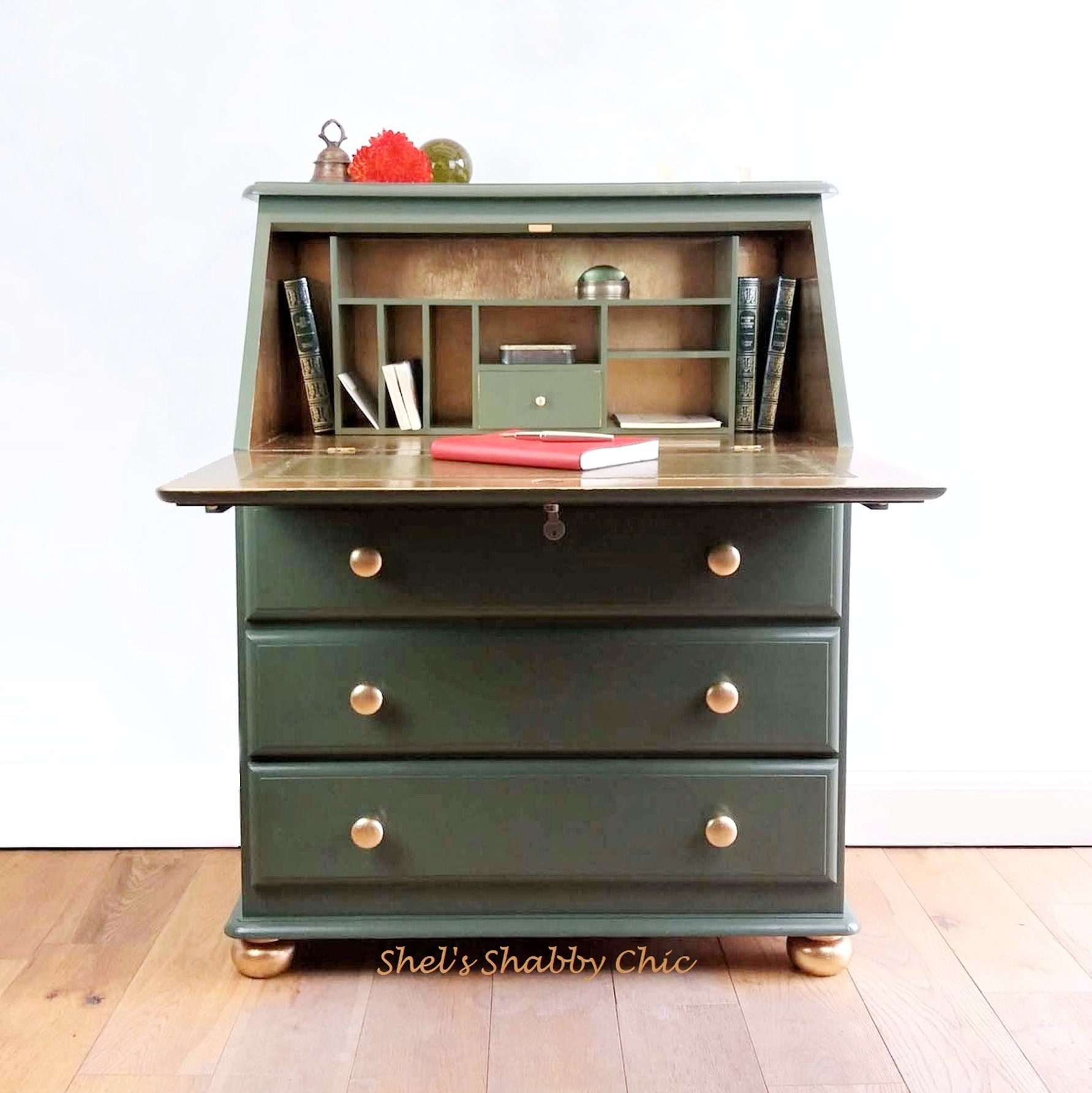 Dark wood on sale secretary desk