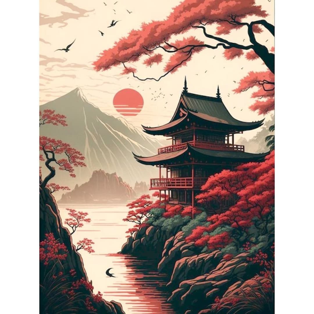 Japanese Scenery Paint by Number DIY Kit for Adults Paint by Numbers