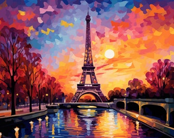 Eiffel in Sunset | Paint by Number | DIY Kit for Adults | Paint by Numbers for Adults