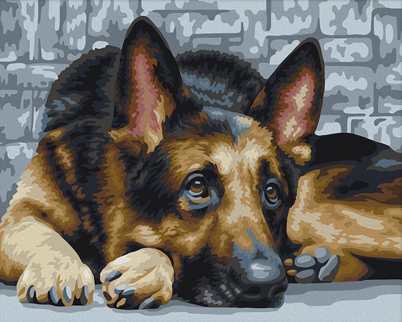 Paint by Number Kit German Shepherd Dog Etsy