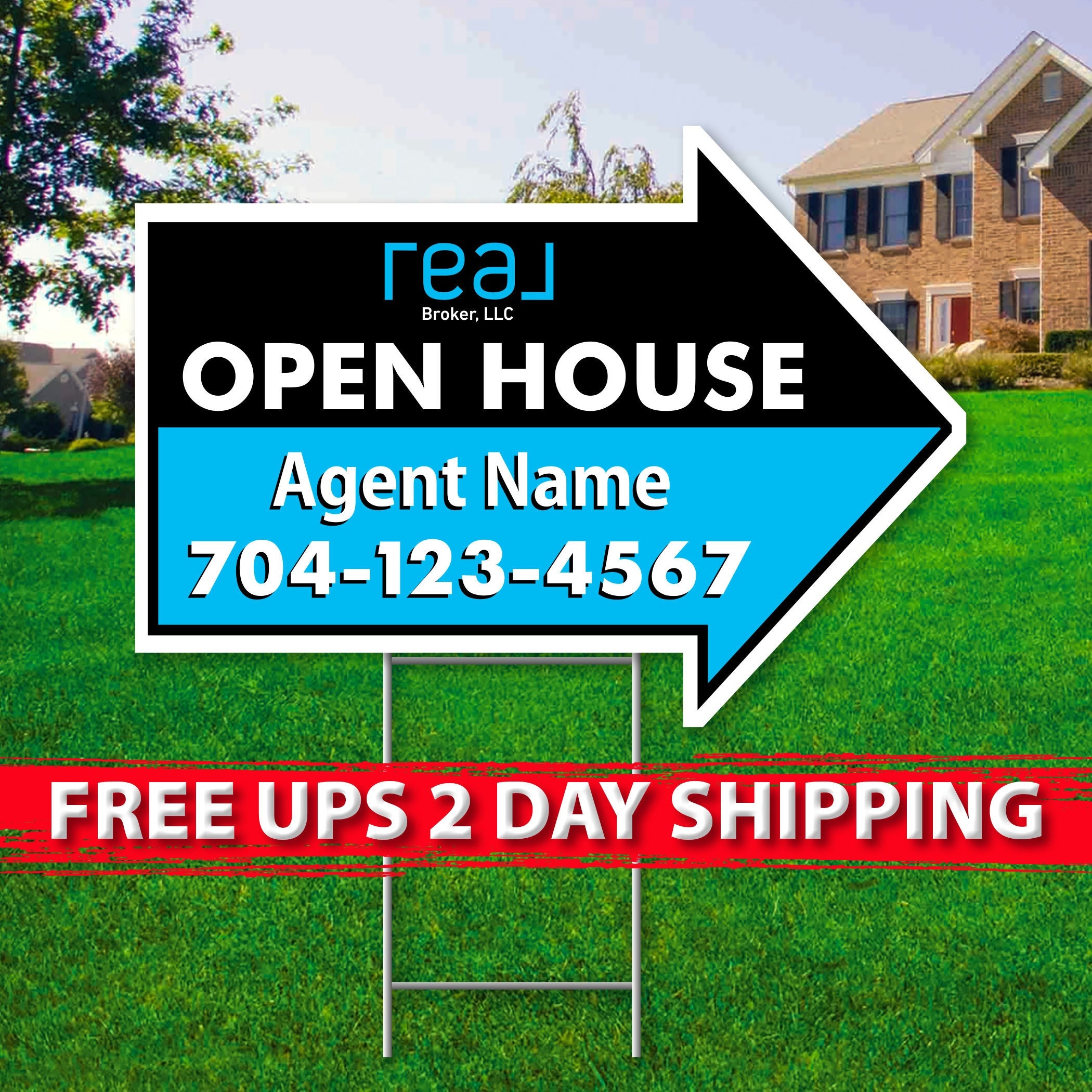 REAL BROKERAGE Open House Arrow Signs | 17in X 23in | 2 Sided | Digital ...