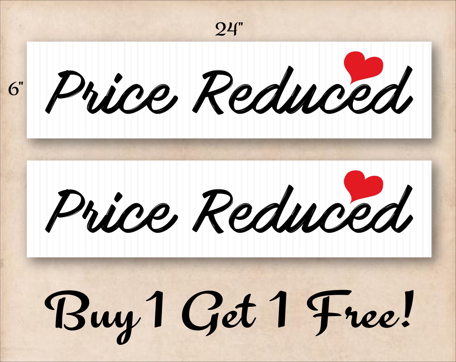 6 x 24 Price Reduced Real Estate Sign Riders Buy Etsy