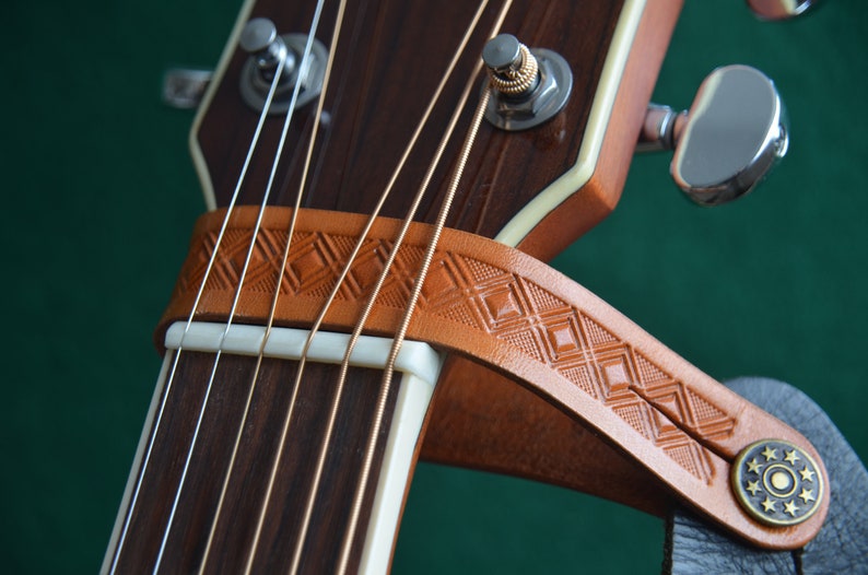 Leather Guitar Headstock Strap Etsy