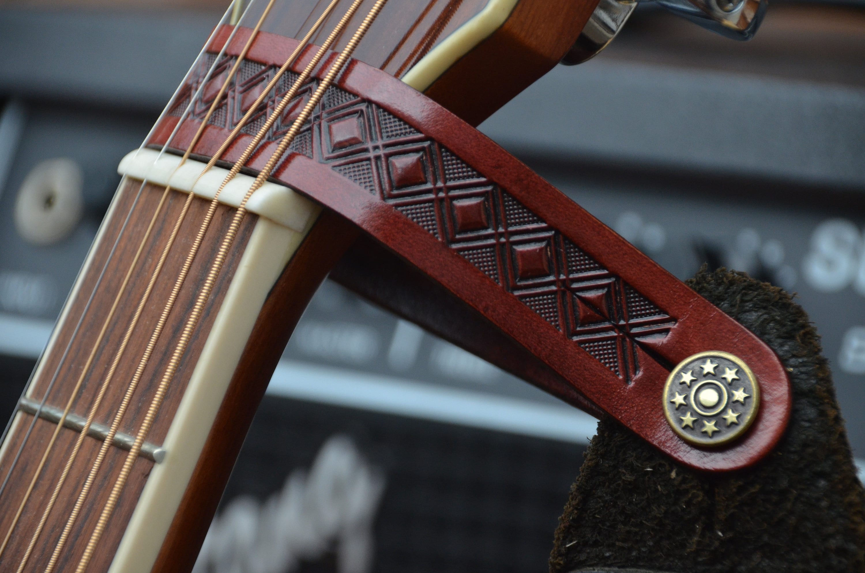 Leather Guitar Headstock Strap Etsy
