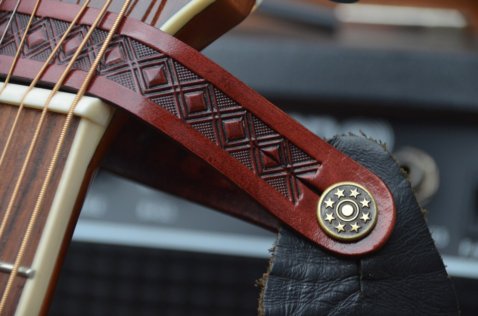 Leather Guitar Headstock Strap Etsy