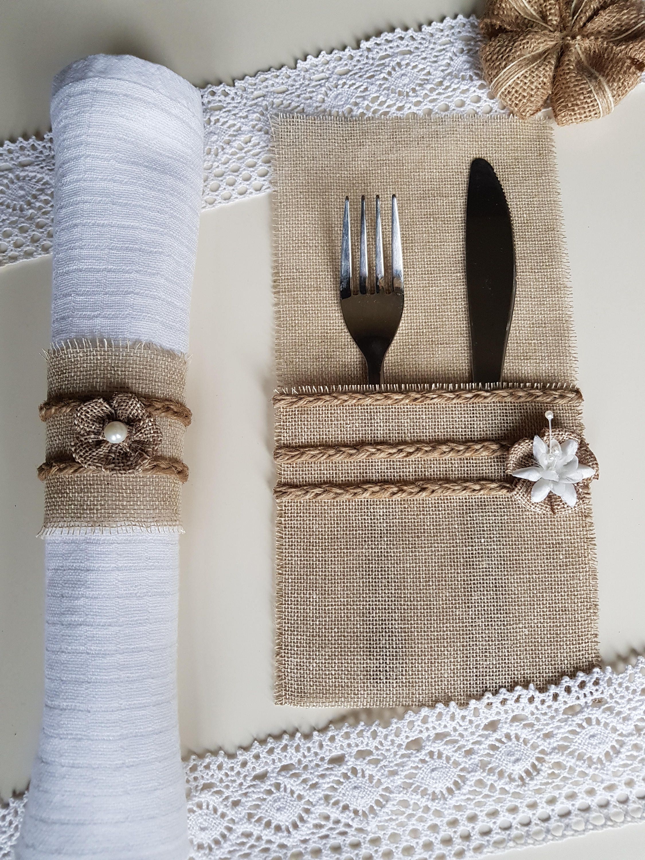 Burlap Wedding Napkin Rings Rustic Wedding Decor Rustic Etsy