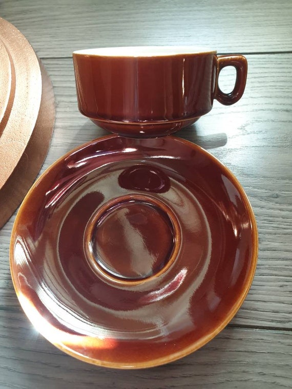 Wonderbaar Villeroy & Boch Vintage 70s Brown cup and saucer retro kop en | Etsy LE-06