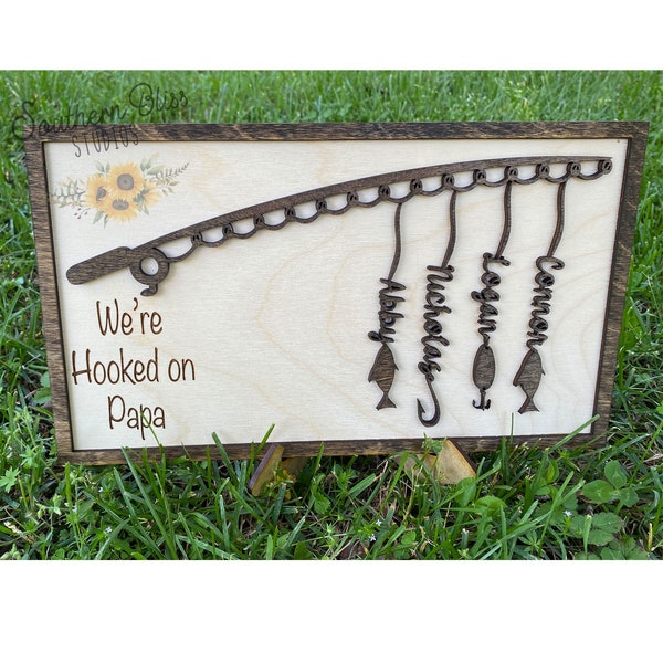 We're Hooked on Papa Sign | Laser Cut | Gift | Handmade Gift