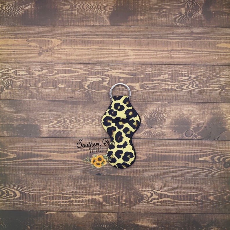 Leopard Print Chapstick Holder Lip Gloss Keychain Lip Balm Carrier