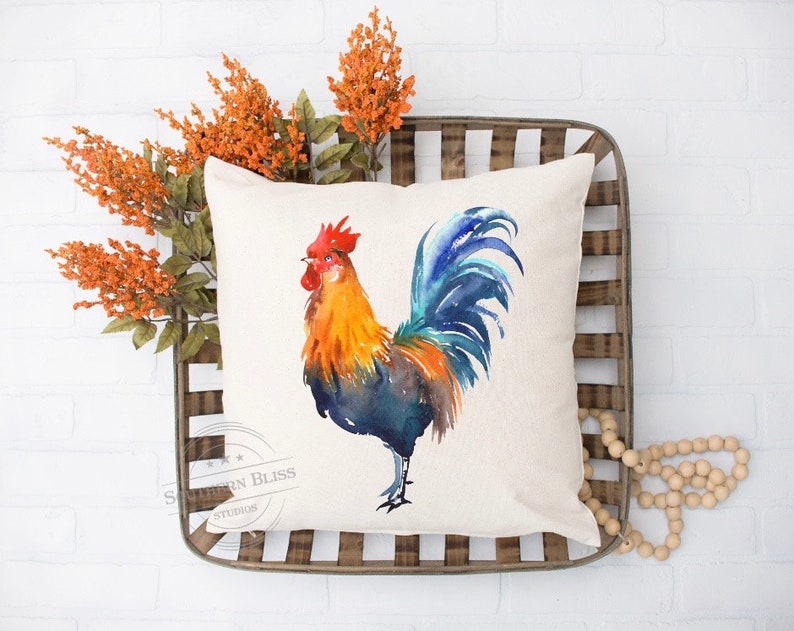Farmhouse Pillow Covers Rooster Throw Pillows Couch Etsy