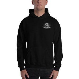 May include: Black hooded sweatshirt with a white graphic of a welder and the word "Welder" on the front.