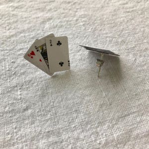 Card Earrings Poker Earrings Playing Card Studs for Women Card Clipon Earrings image 3