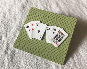 Playing Card Stud Earrings | Poker Clipon Earrings