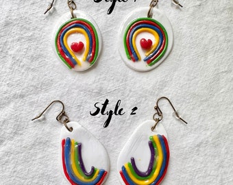 Rainbow Earrings, Polymer Clay Earrings