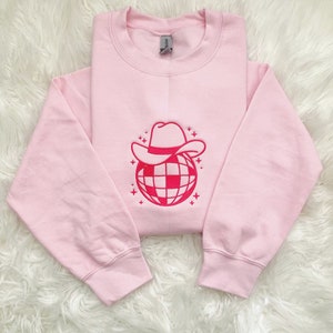 Embroidered Sweatshirt | Disco Cowgirl | Disco Ball | Embroidered Crewneck | Bride Gift | Birthday Gift