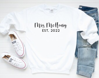 Mrs sweatshirt, wedding gift, honeymoon pajamas, bride to be gift, custom bridal gift, bridal sweatshirt, future mrs tee, new mrs sweatshirt