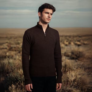 Men’s Yak Wool Half Zip High Neck Jumper Warm Breathable Timeless