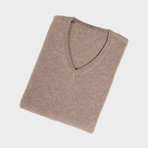 Mongolian Natural Cashmere V Neck Sweater Classic Jumper for Men