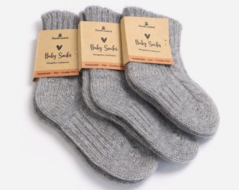 Baby Socks 100% Cashmere Newborn Socks Cashmere Unisex Baby Socks Grey Socks Kids Soft Socks